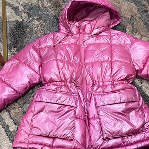 Women pink puffer coat